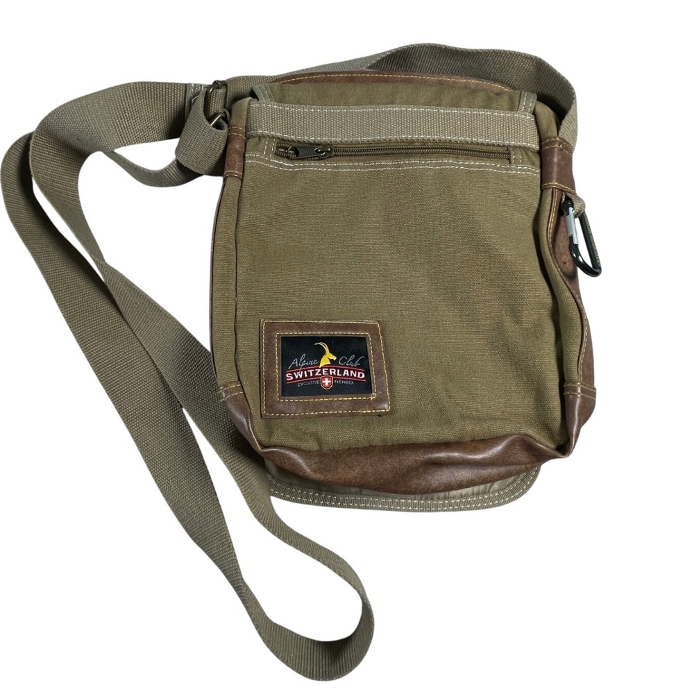 Alpine Club Messenger Bag Unisex OS Olive Green Switzerland Crossbody Canvas